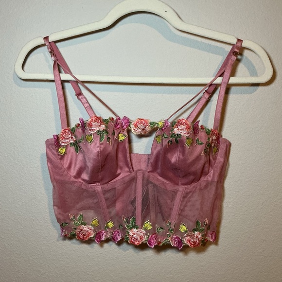 Victoria's Secret Other - VS Pink Floral Embroidered Bustier Top
